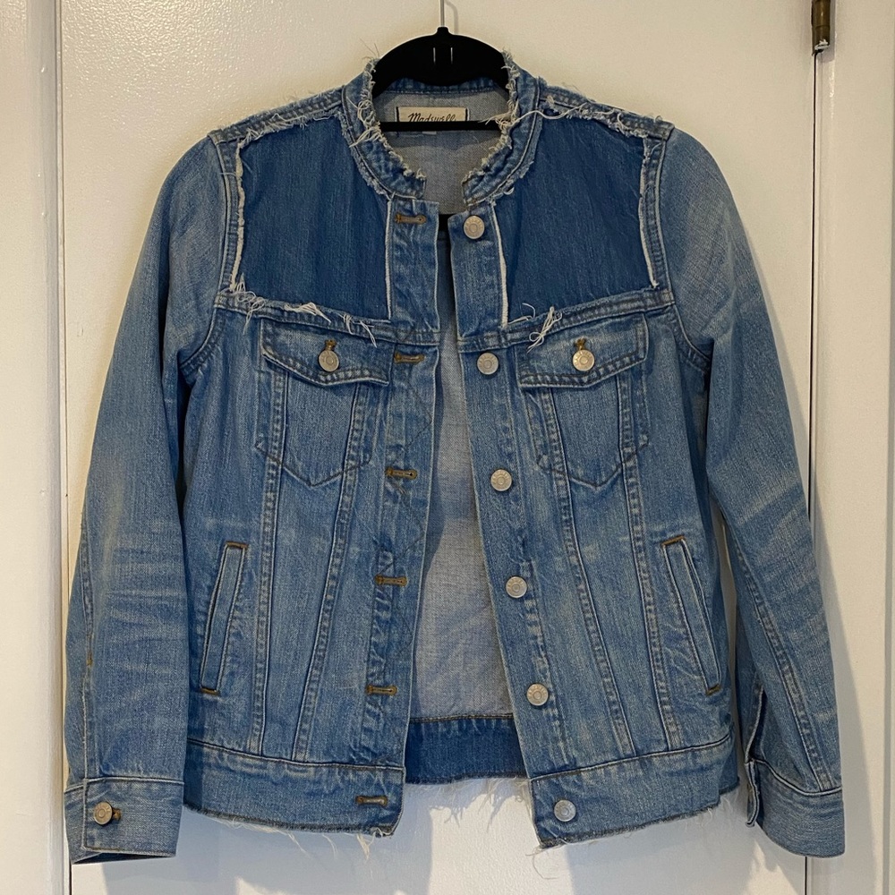 Madewell Two Tone Frayed Denim Jacket - Picture 3 of 6